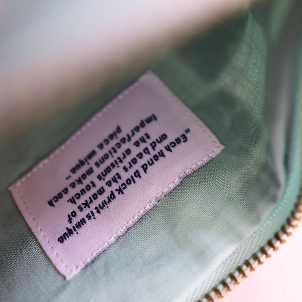 Block Print Pouch *Check Green