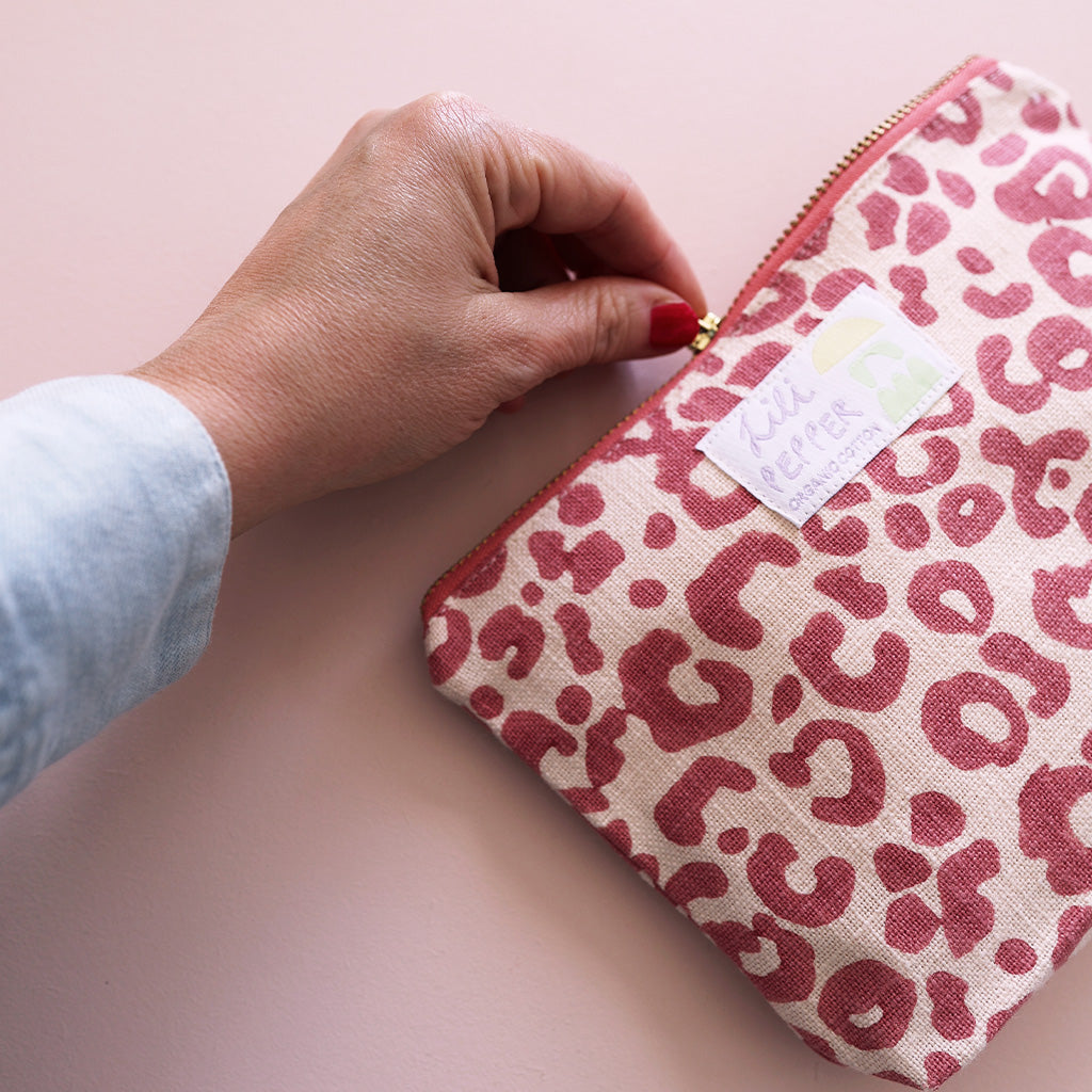 Block Print Pouch *Leo Pink