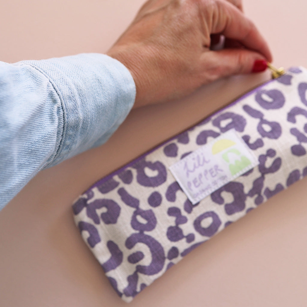Blockprint pencil pouch *Leo Lavender