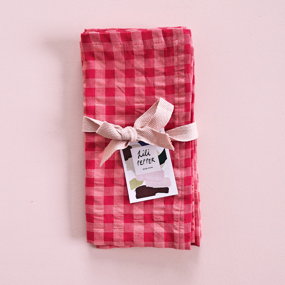 Napkin *Check Rose Red