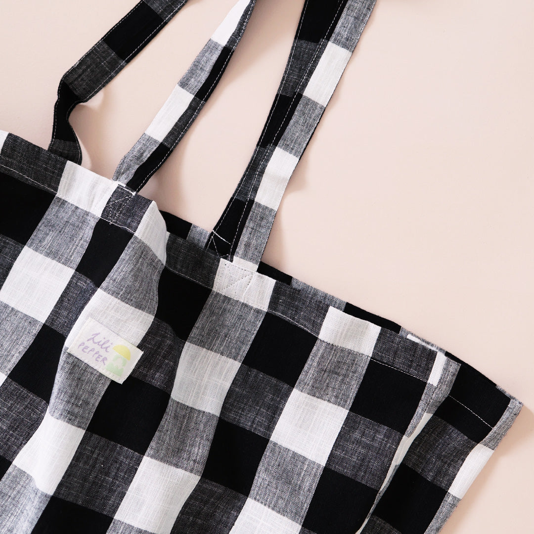 Baumwolltasche *Check Black Big - Lili Pepper