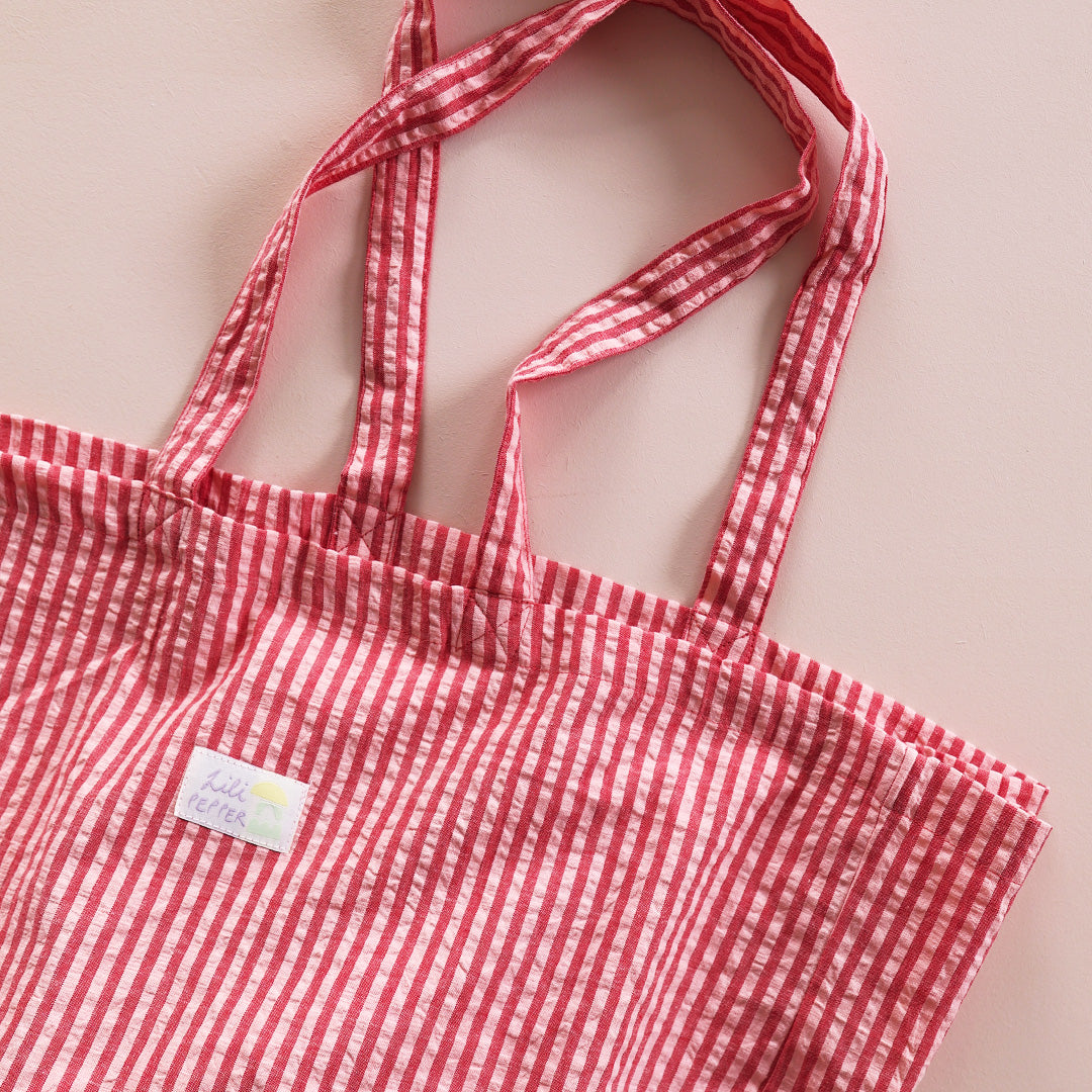 Baumwolltasche *Stripe Rose Red - Lili Pepper