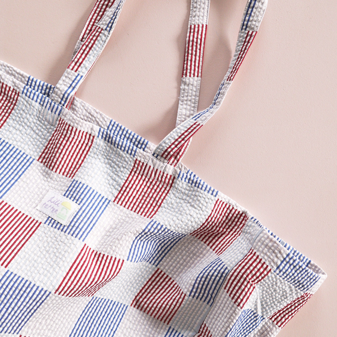Baumwolltasche *Check Blue Red - Lili Pepper