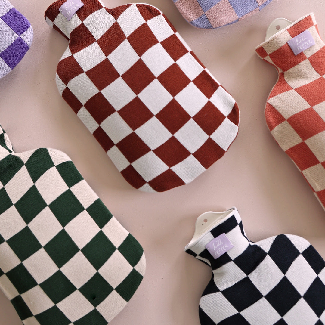 Wärmeflasche *Check Green Rose