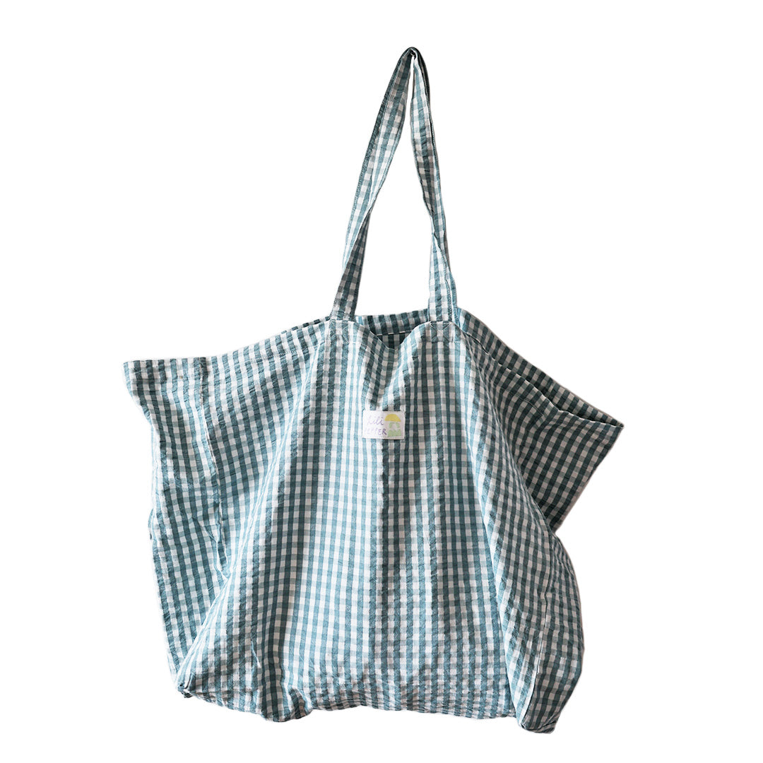 Baumwolltasche *Check Teal - Lili Pepper