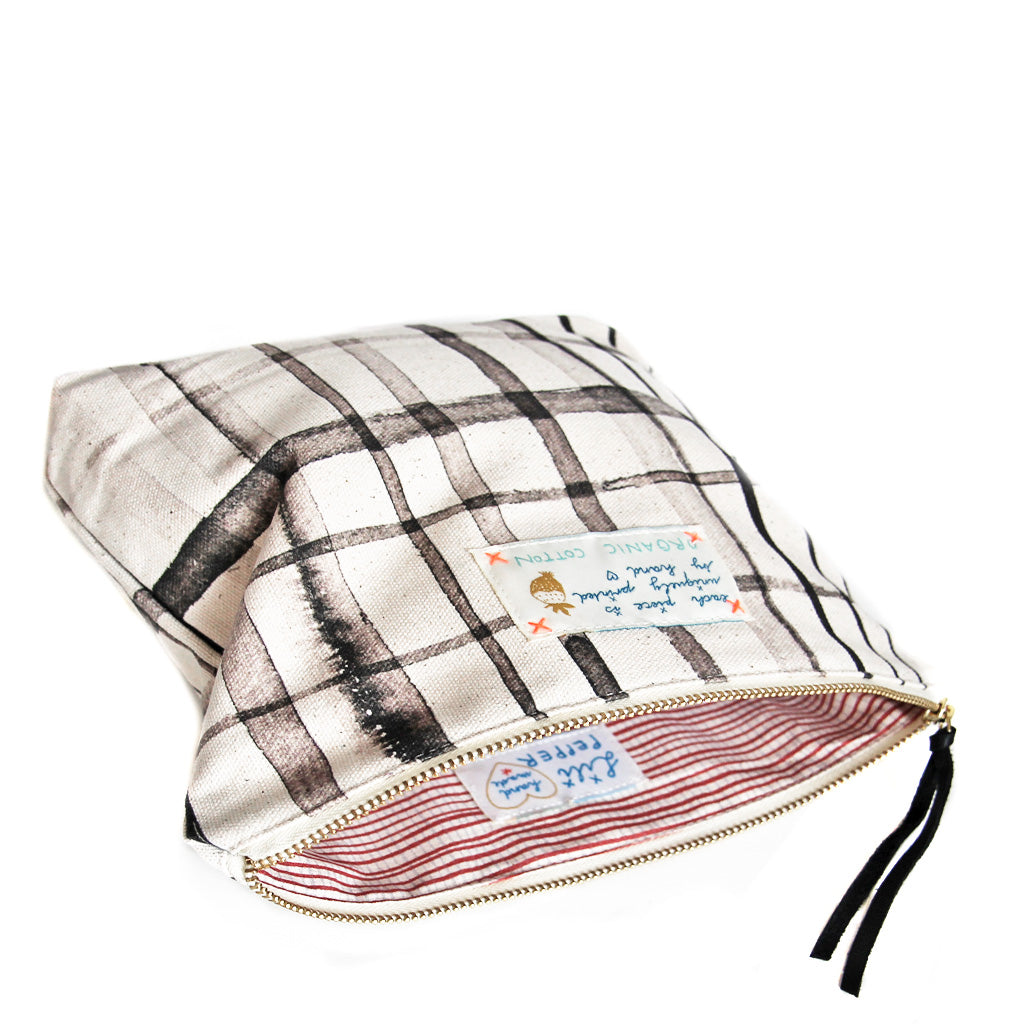 *My Black Check* Organic Cotton Pouch - Lili Pepper