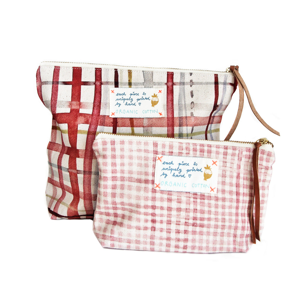 *My Red Check* Organic Cotton Pouch - Lili Pepper