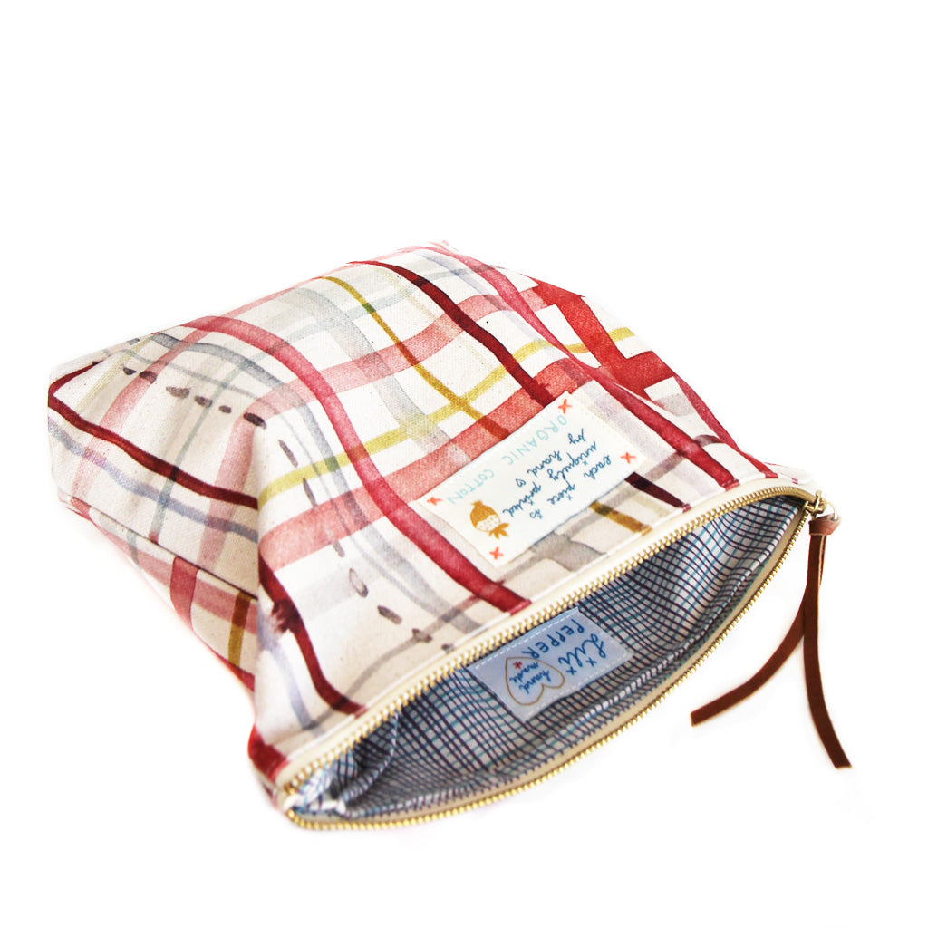 *My Red Check* Organic Cotton Pouch - Lili Pepper